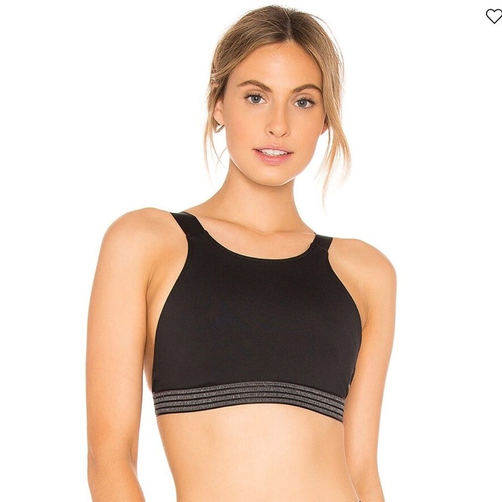 FP Movement Sports‎ Bra Womens M Black NEW High Neck Unpadded Striped Band